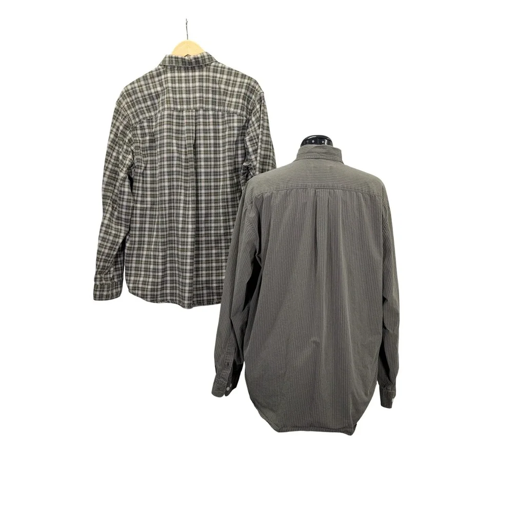 Eddie Bauer Lot of 2 Button Front Shirts Men Large Cotton Outdoor Casual Bundle